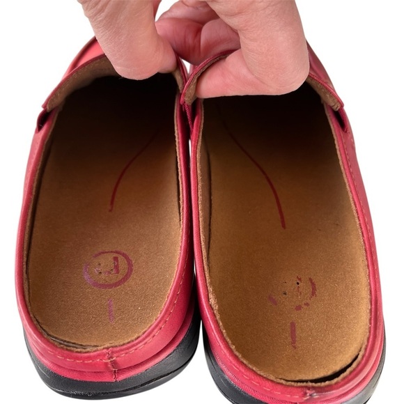 Rockport Red Leather Mules Slip On Clogs Genuine Leather Loafer Vintage Women’s - Picture 7 of 8